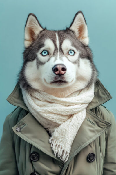 Husky mit Schal Poster