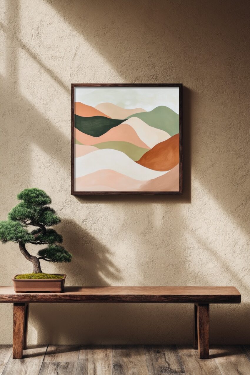 Abstrakt Poster Hügel sanft Pastellfarben minimalistisch