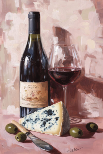 Wein Glas Käse Gerahmt