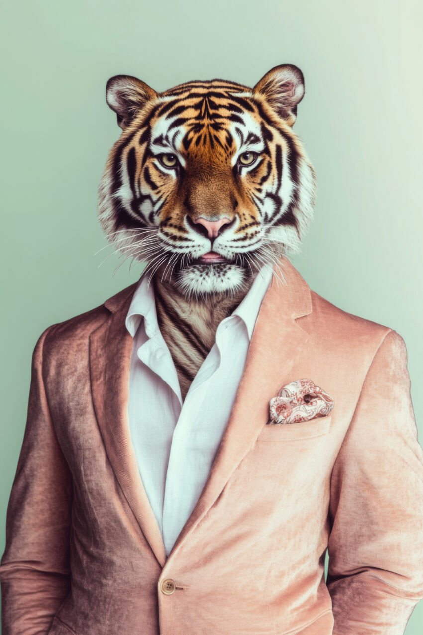 Fotografie Poster Tiger Sakko elegant weich orange