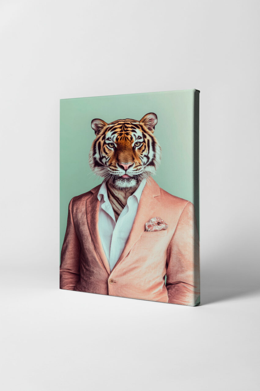 Fotografie Poster Tiger Sakko elegant weich orange