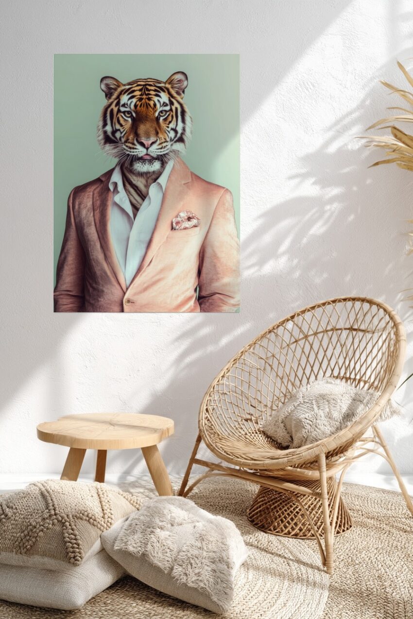 Fotografie Poster Tiger Sakko elegant weich orange