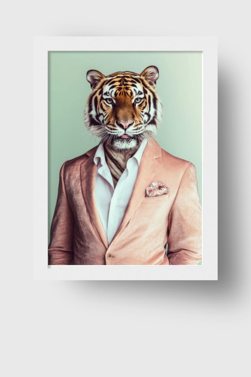 Fotografie Poster Tiger Sakko elegant weich orange