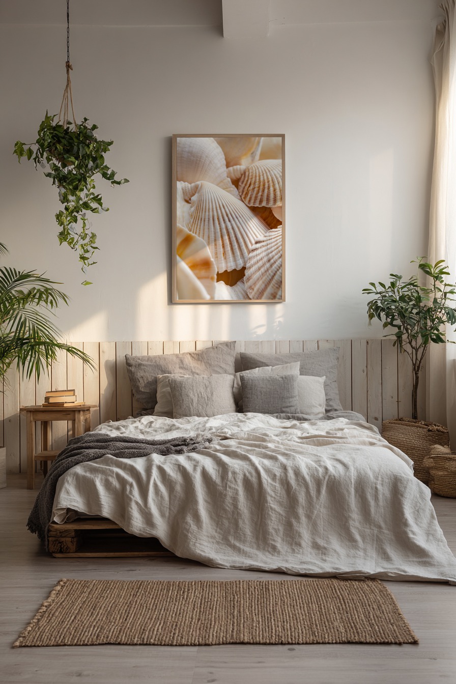 Fotografie Poster Muschel Detail beige weiß