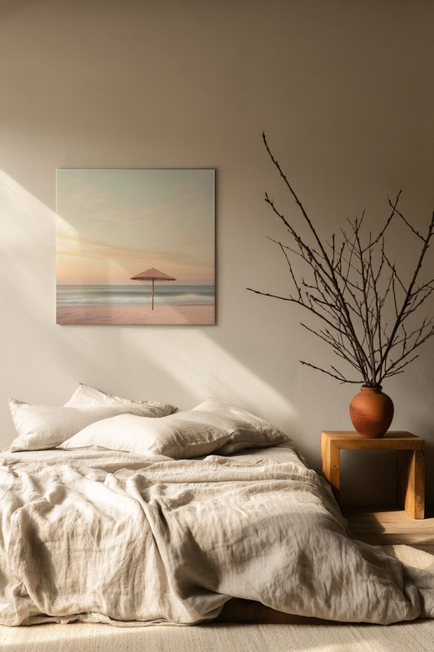 Fotografie Poster Strandschirm einsam sanft