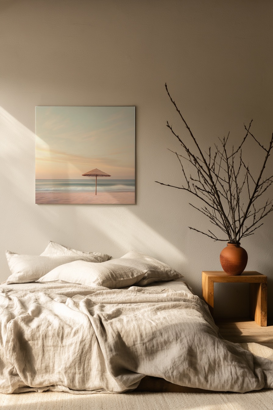 Fotografie Poster Strandschirm einsam sanft