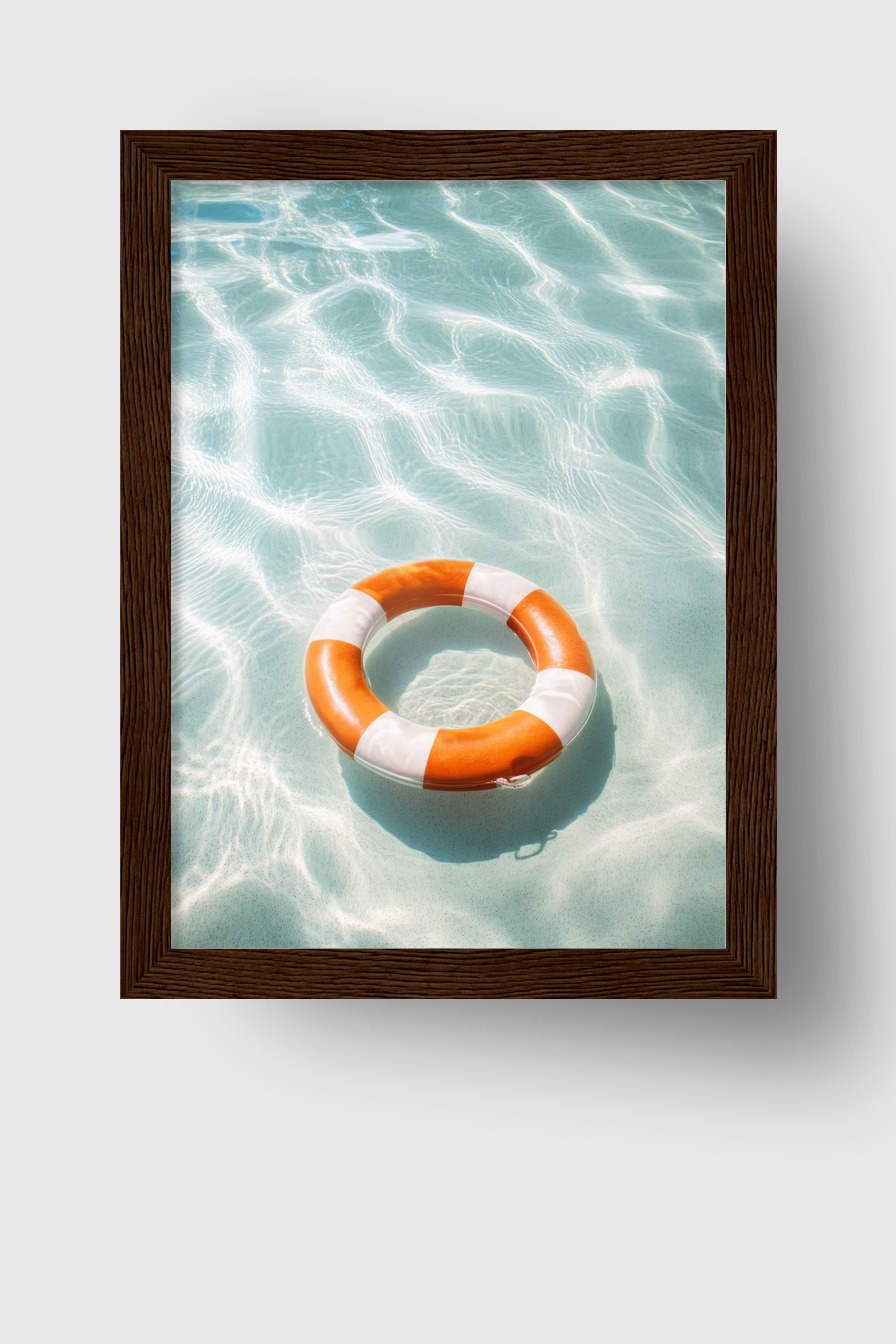 Fotografie Poster Rettungsring Wasser klar Lichtreflexe orange weiß