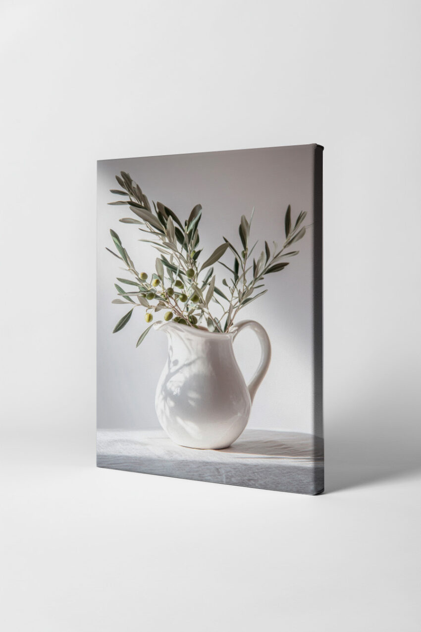 Fotografie Poster Olivenzweig minimalistisch grau grün