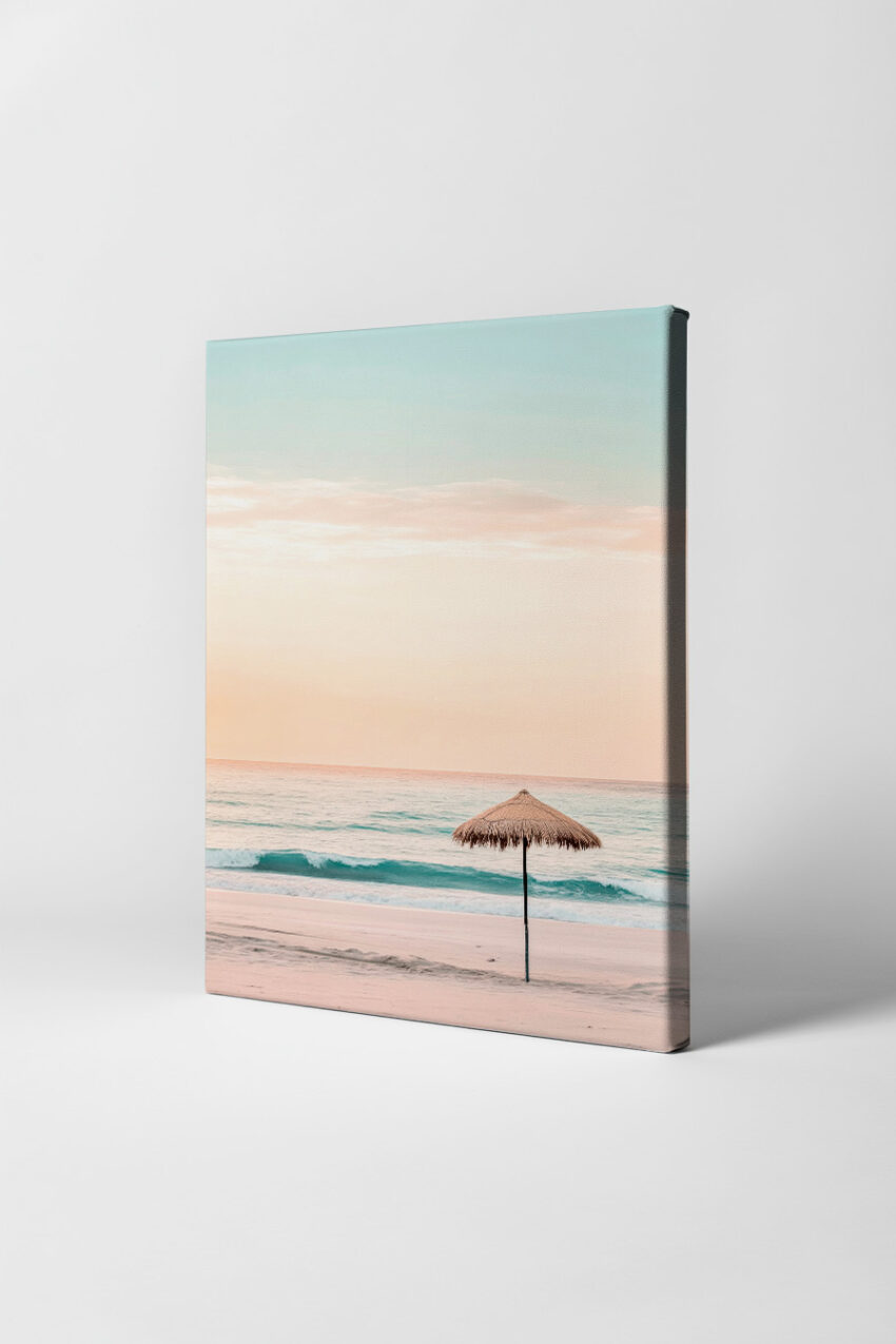Fotografie Poster Sonnenschirm Strand pastellfarben ruhig