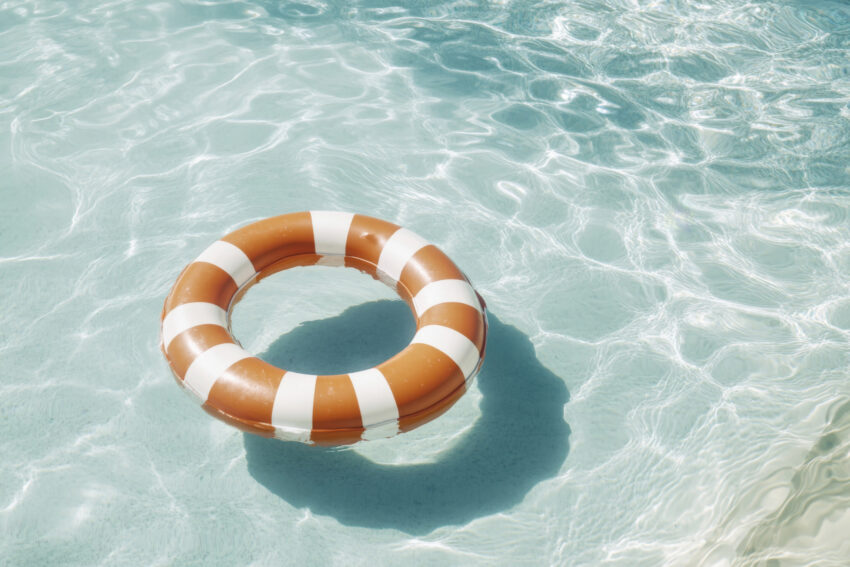 Fotografie Poster Rettungsring Wasser kühl orange weiß