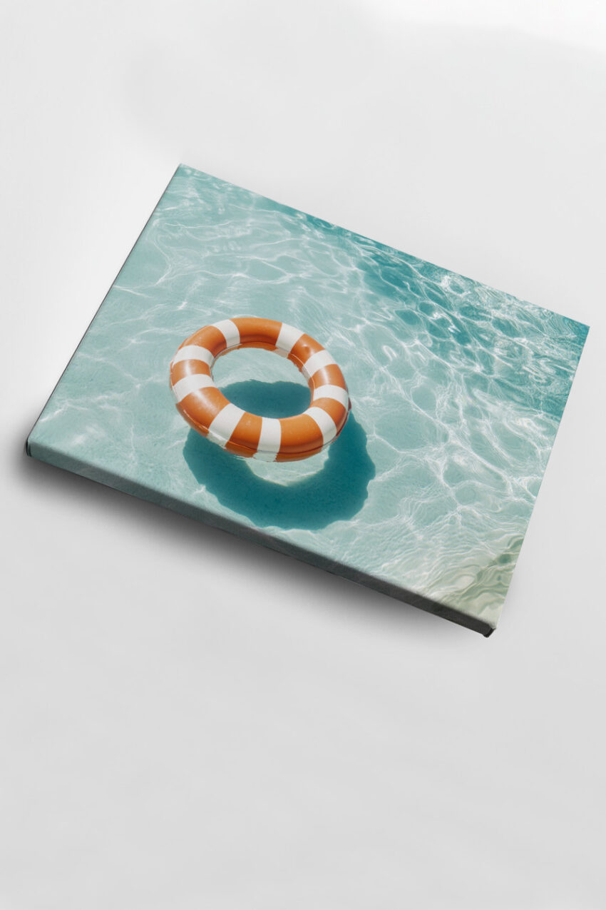 Fotografie Poster Rettungsring Wasser kühl orange weiß