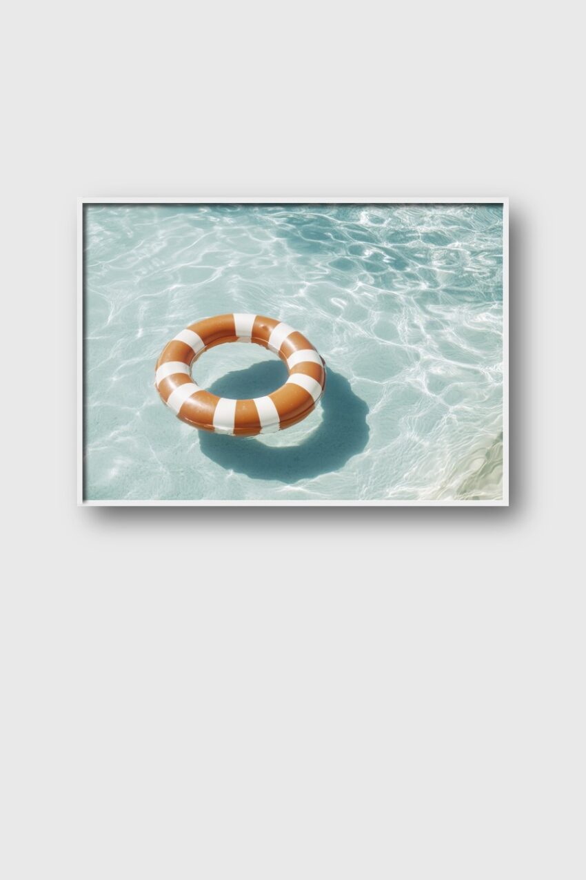 Fotografie Poster Rettungsring Wasser kühl orange weiß