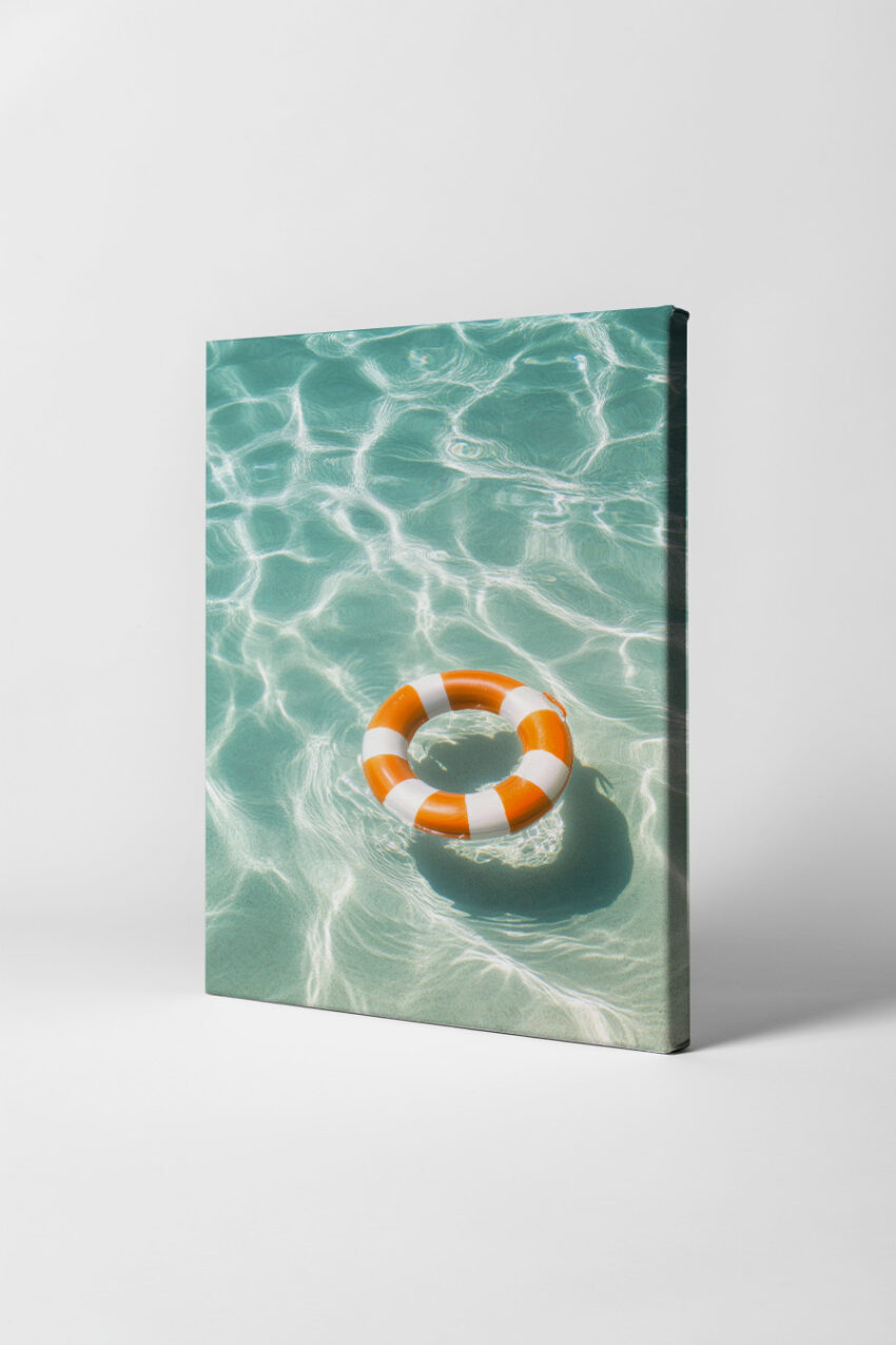 Fotografie Poster Rettungsring Wasser orange weiß klar