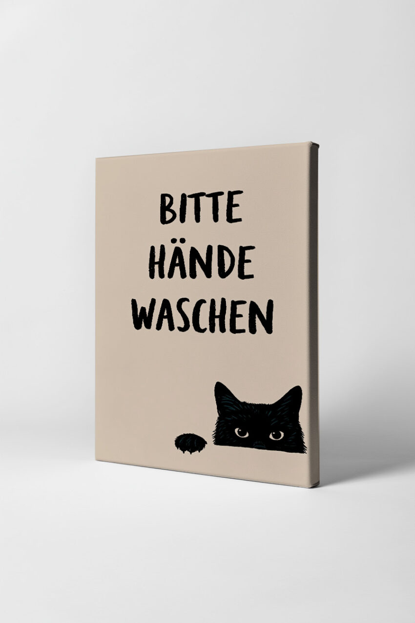 Illustration Poster Katze Pfote schwarz minimalistisch beige