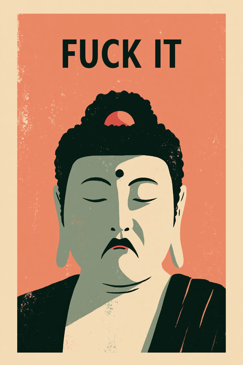 Grafikdesign Poster Buddha klar reduziert minimalistisch schwarz-rot