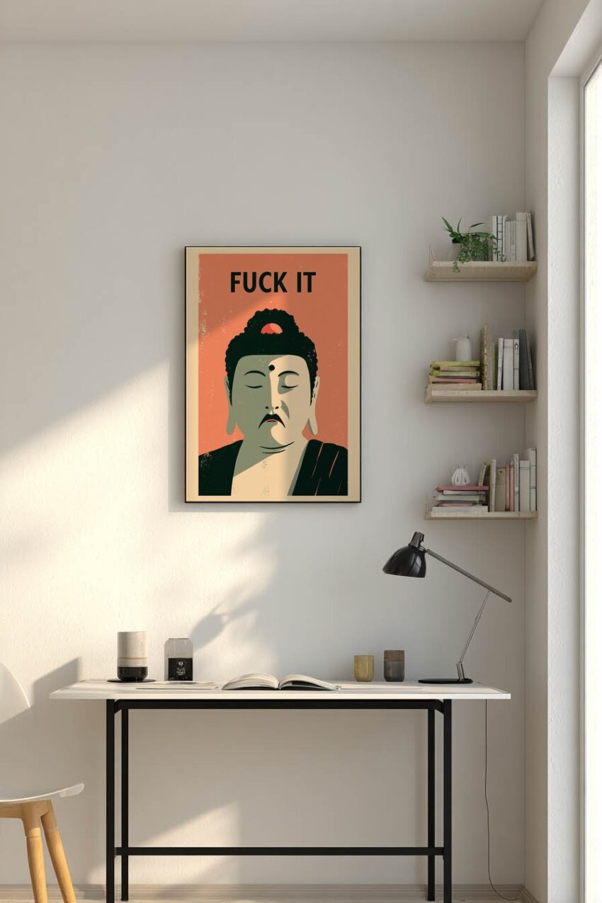 Grafikdesign Poster Buddha klar reduziert minimalistisch schwarz-rot