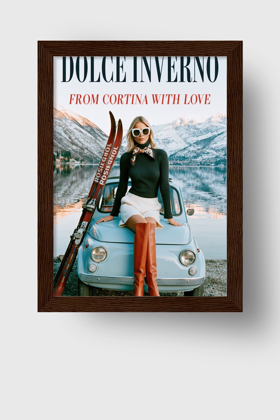 Fotografie Poster Frau Skier See Berg winter