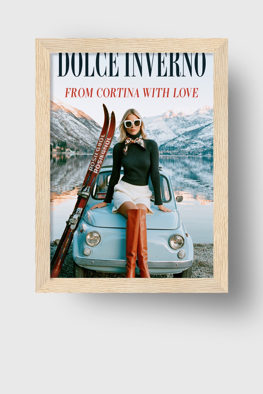 Fotografie Poster Frau Skier See Berg winter