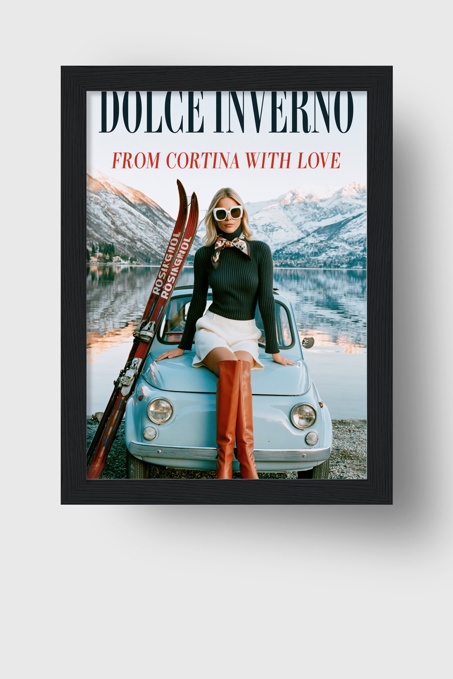 Fotografie Poster Frau Skier See Berg winter