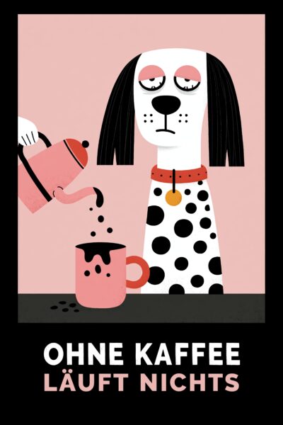 Hund Kaffee Tasse Gerahmt