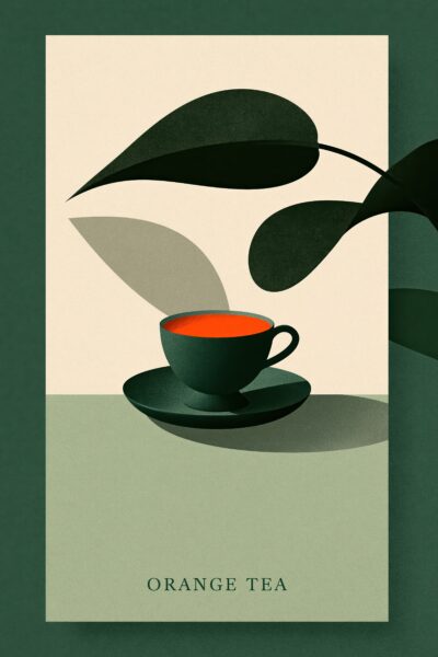 Tee Tasse Orange Gerahmt