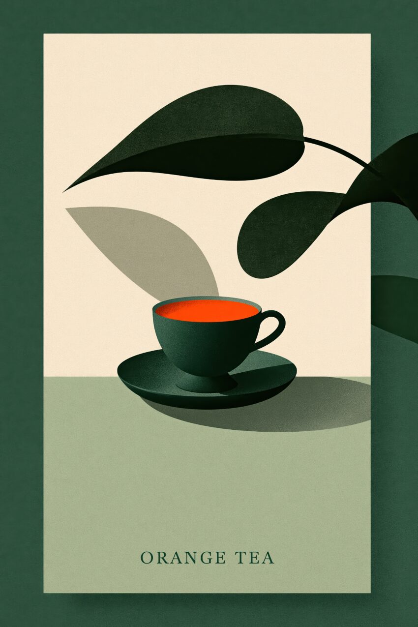 Illustration Poster Tee Tasse orange minimalistisch grün
