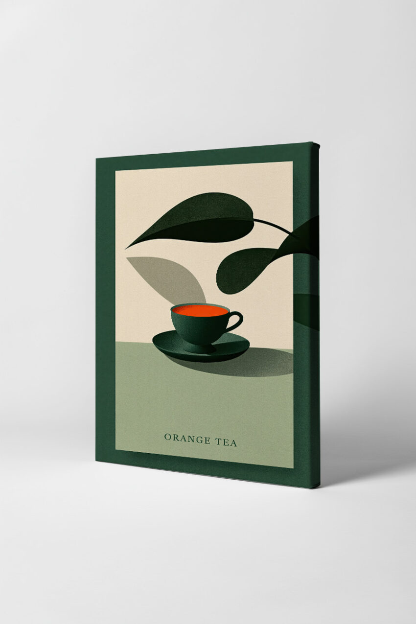 Illustration Poster Tee Tasse orange minimalistisch grün