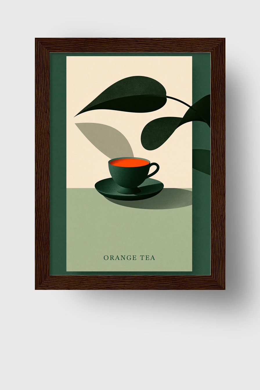 Illustration Poster Tee Tasse orange minimalistisch grün