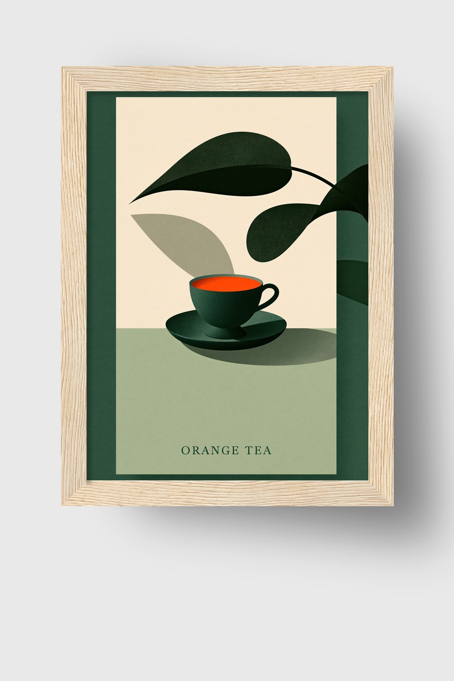 Illustration Poster Tee Tasse orange minimalistisch grün
