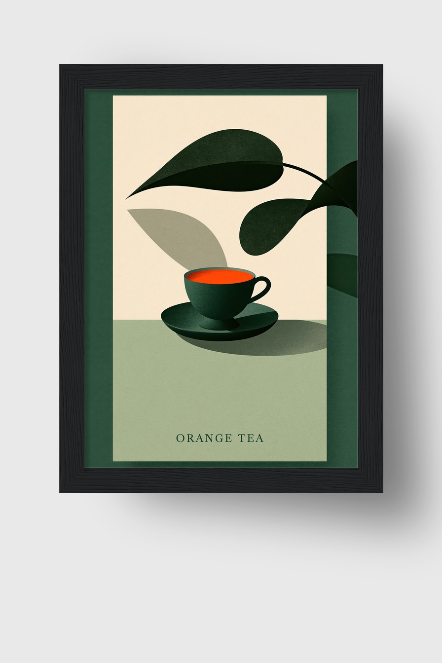 Illustration Poster Tee Tasse orange minimalistisch grün