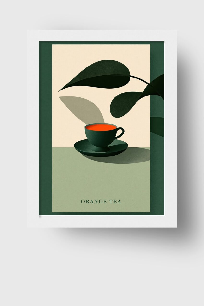 Illustration Poster Tee Tasse orange minimalistisch grün