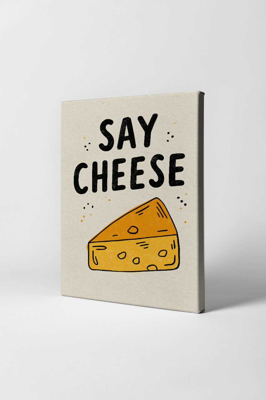 Illustration Poster Käse Grafik orange schwarz