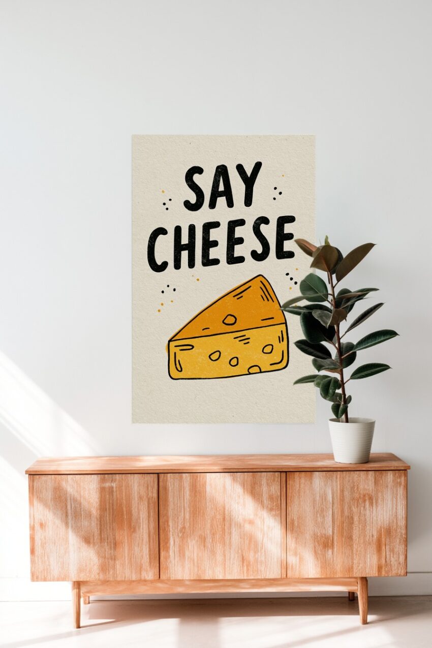 Illustration Poster Käse Grafik orange schwarz