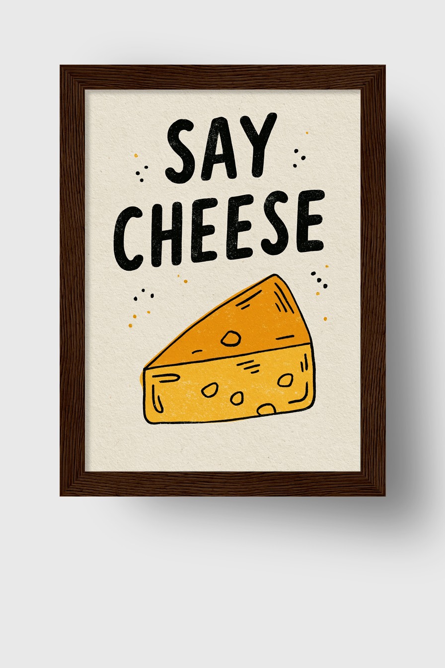 Illustration Poster Käse Grafik orange schwarz