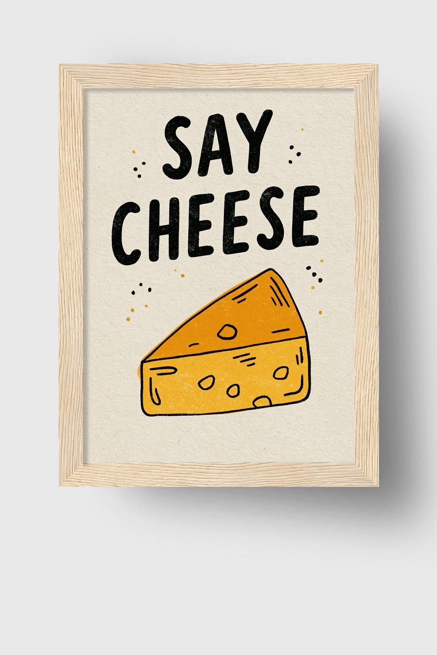 Illustration Poster Käse Grafik orange schwarz