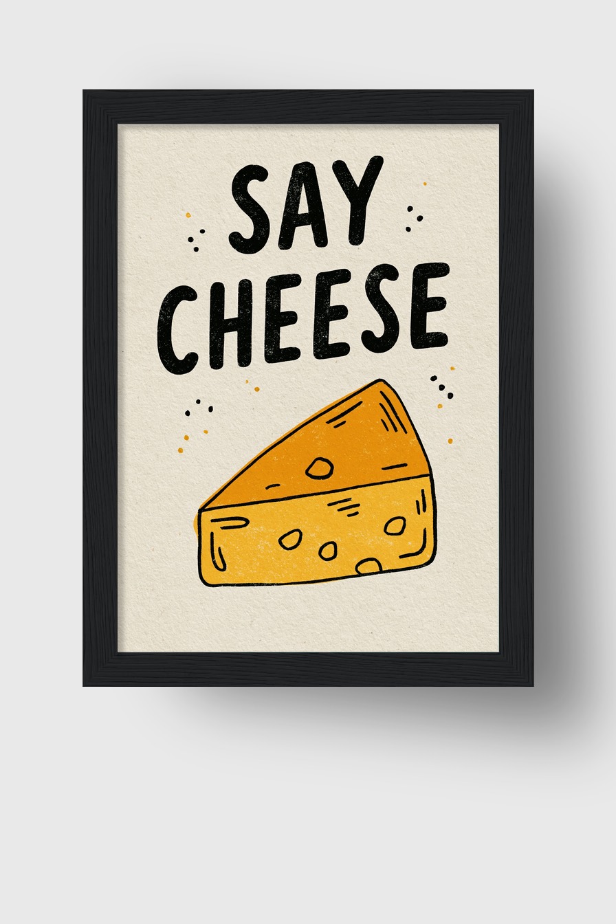 Illustration Poster Käse Grafik orange schwarz