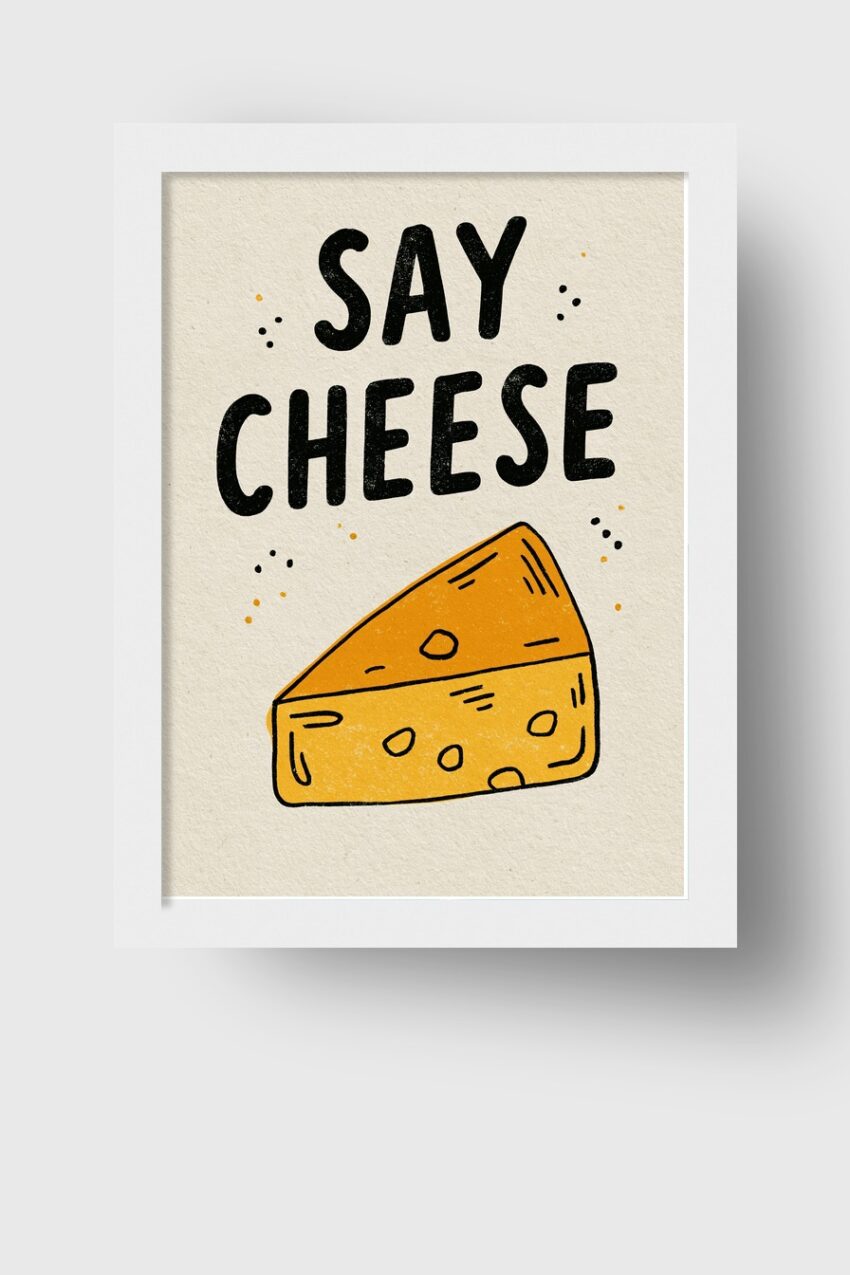 Illustration Poster Käse Grafik orange schwarz