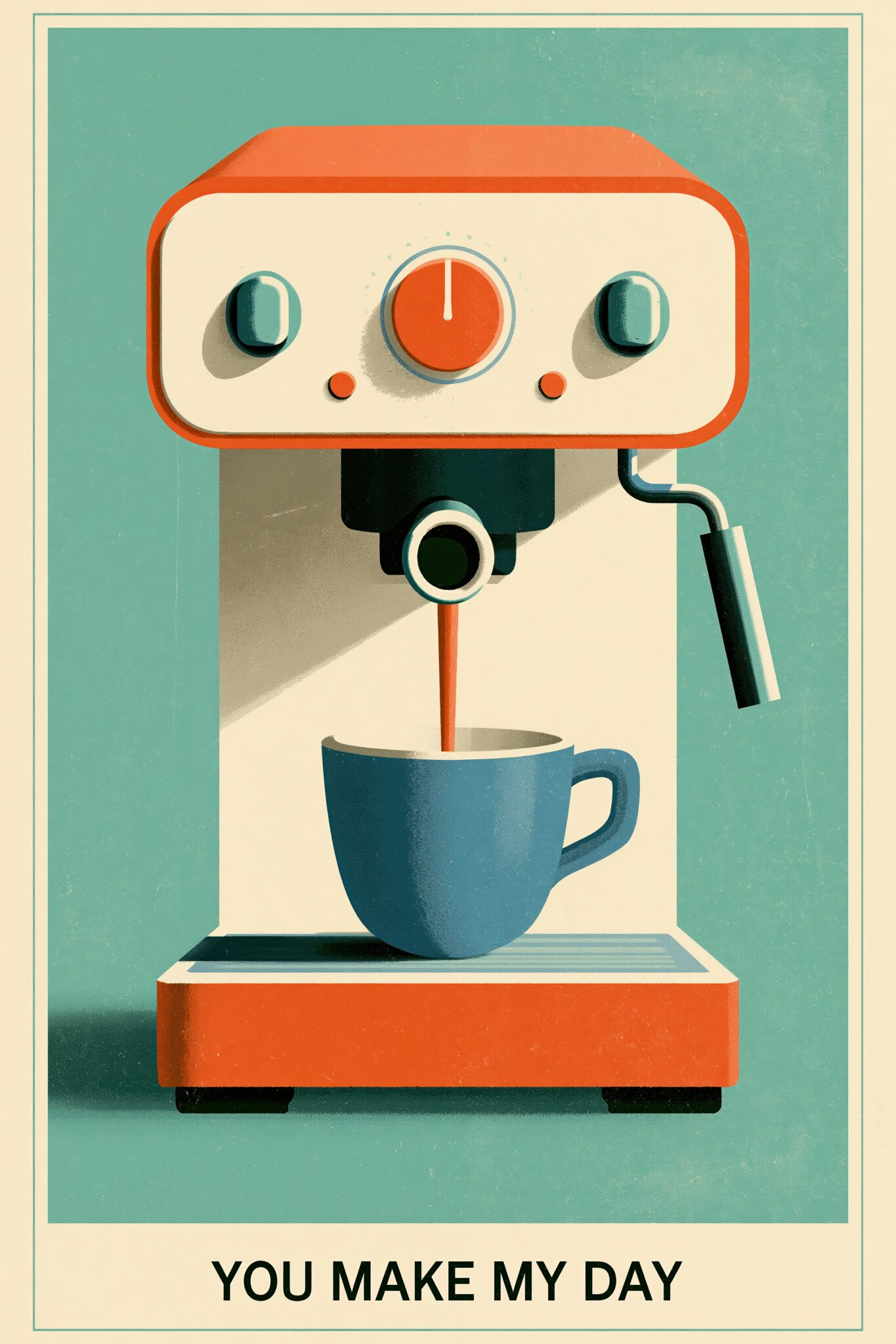 Illustration Poster Espressomaschine rot weiß minimalistisch