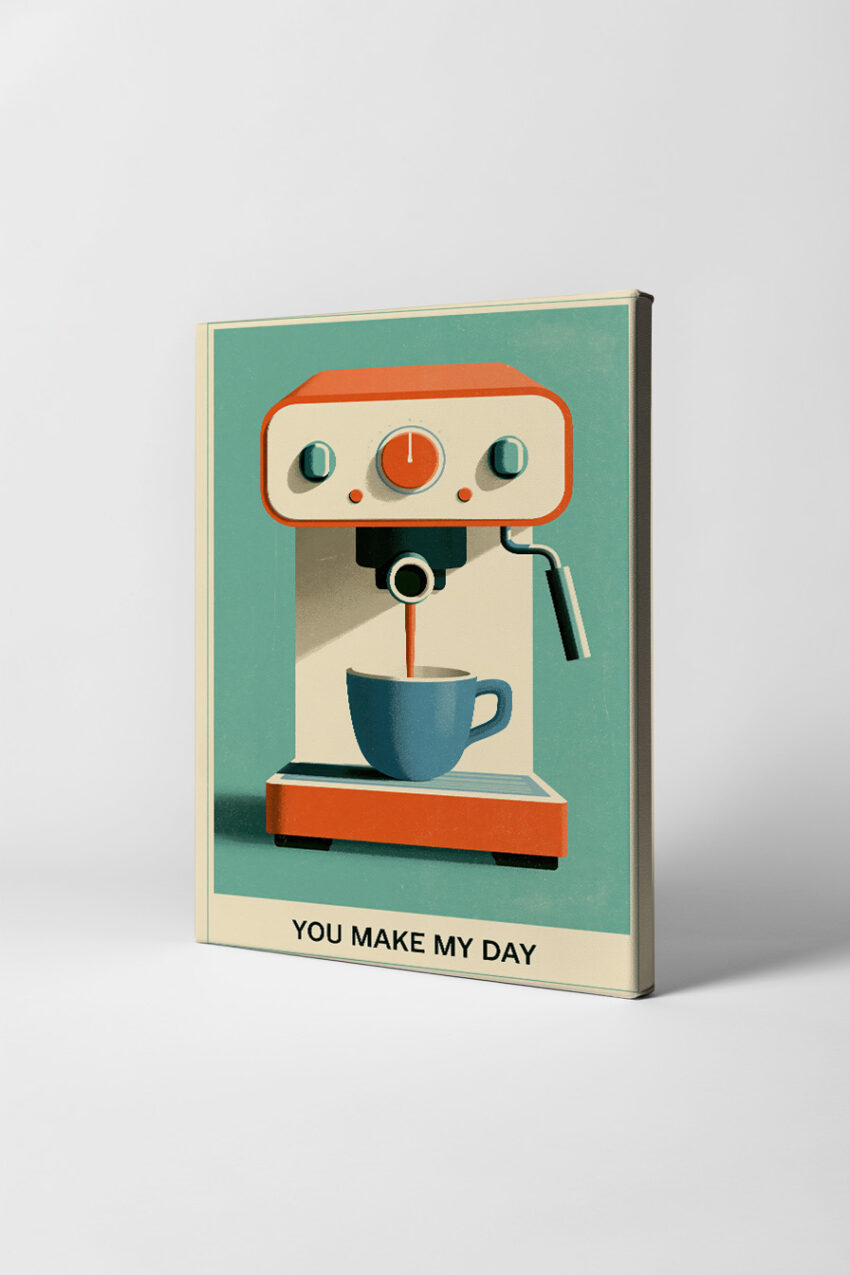 Illustration Poster Espressomaschine rot weiß minimalistisch