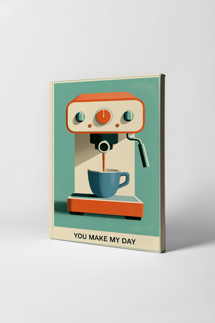 Illustration Poster Espressomaschine rot weiß minimalistisch