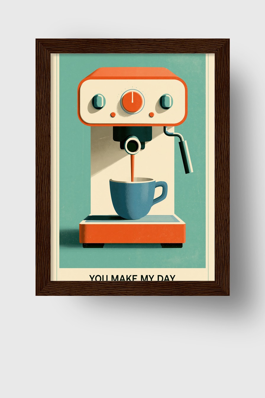 Illustration Poster Espressomaschine rot weiß minimalistisch