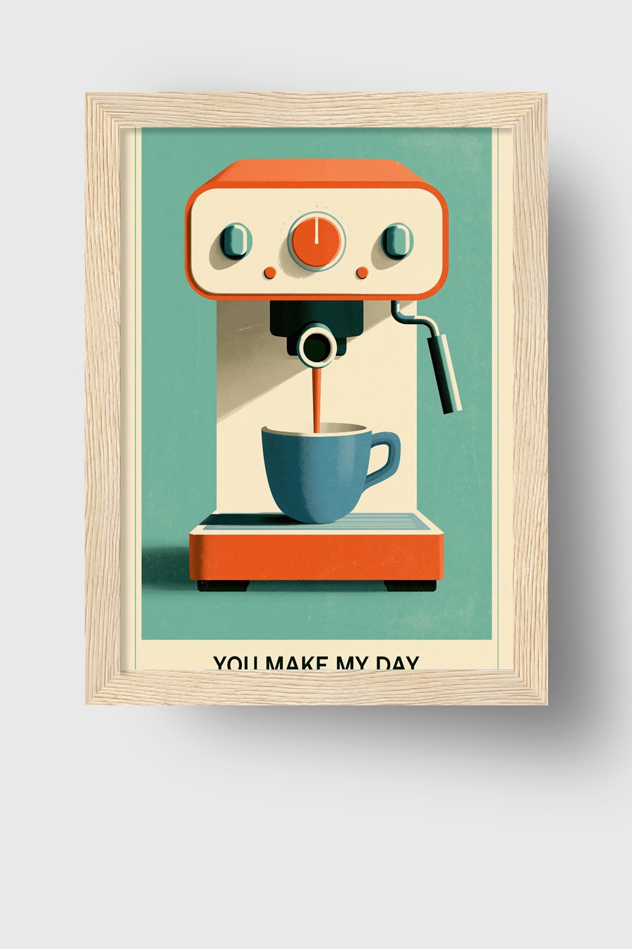Illustration Poster Espressomaschine rot weiß minimalistisch