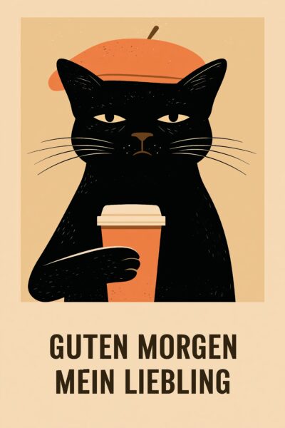 Katze im Morgengrauen Poster