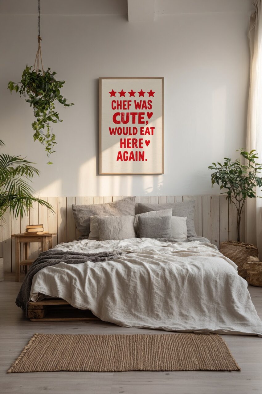 Grafikdesign Poster Schrift rot Sterne Herz minimalistisch