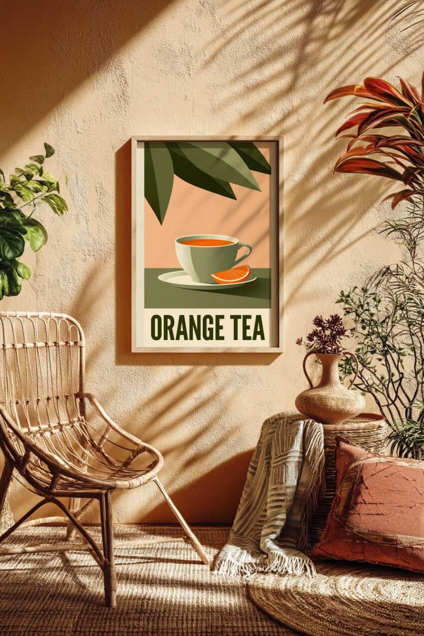 Grafik Poster Tee Tasse Orange minimalistisch grün orange