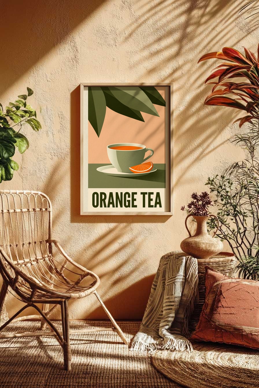 Grafik Poster Tee Tasse Orange minimalistisch grün orange