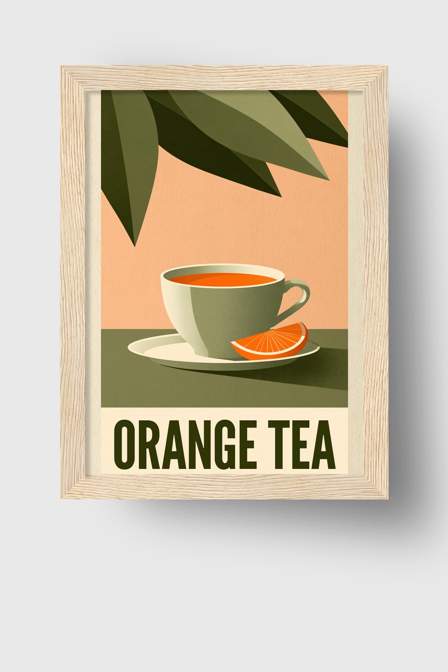 Grafik Poster Tee Tasse Orange minimalistisch grün orange