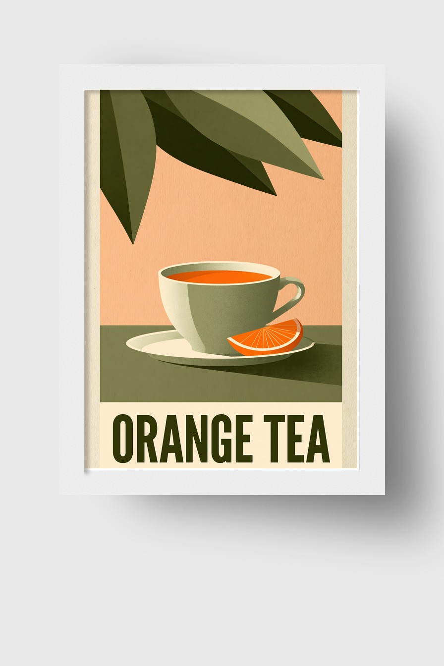 Grafik Poster Tee Tasse Orange minimalistisch grün orange