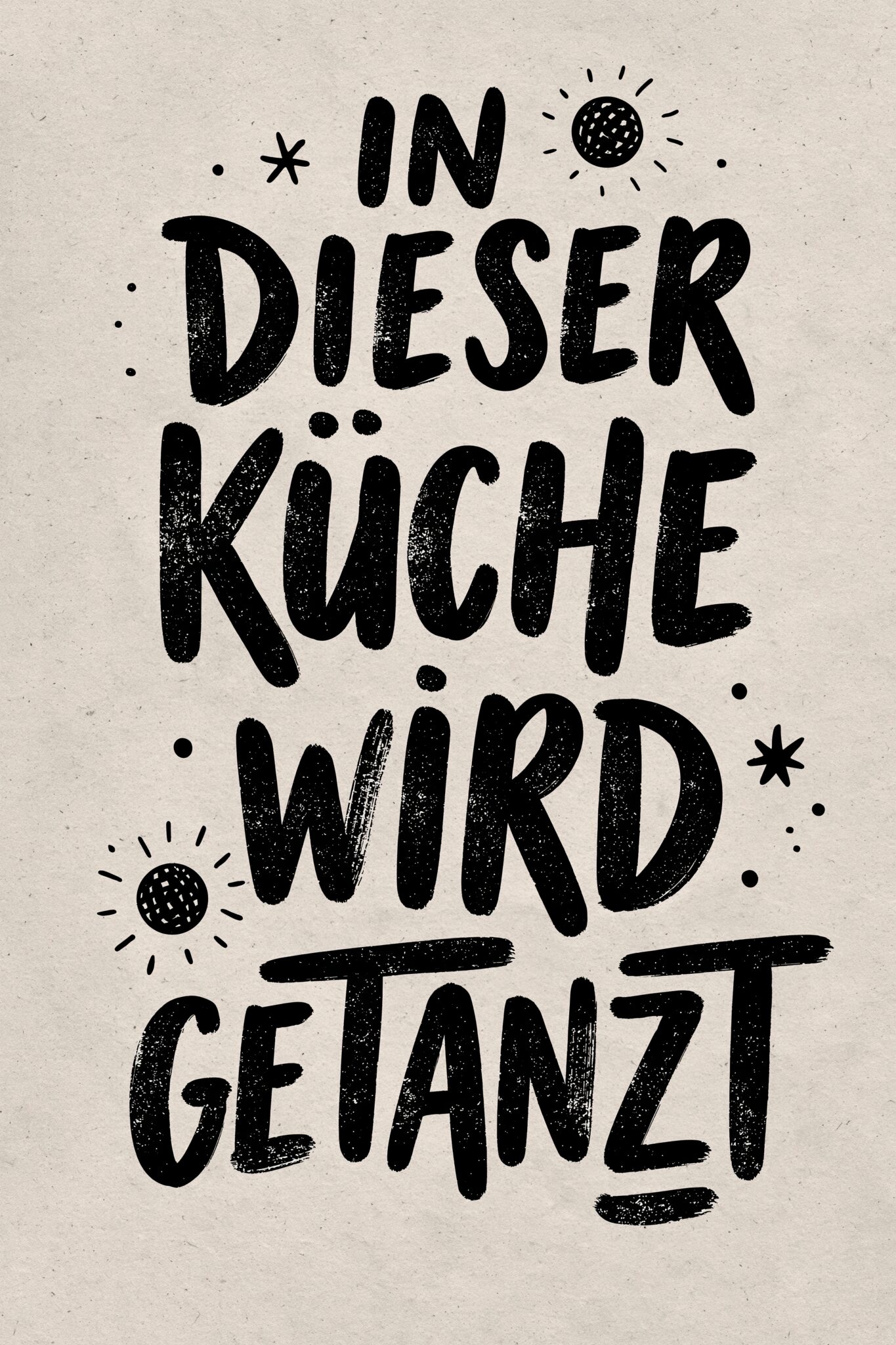 Illustration Poster Küche Schrift schwarz weiß minimalistisch