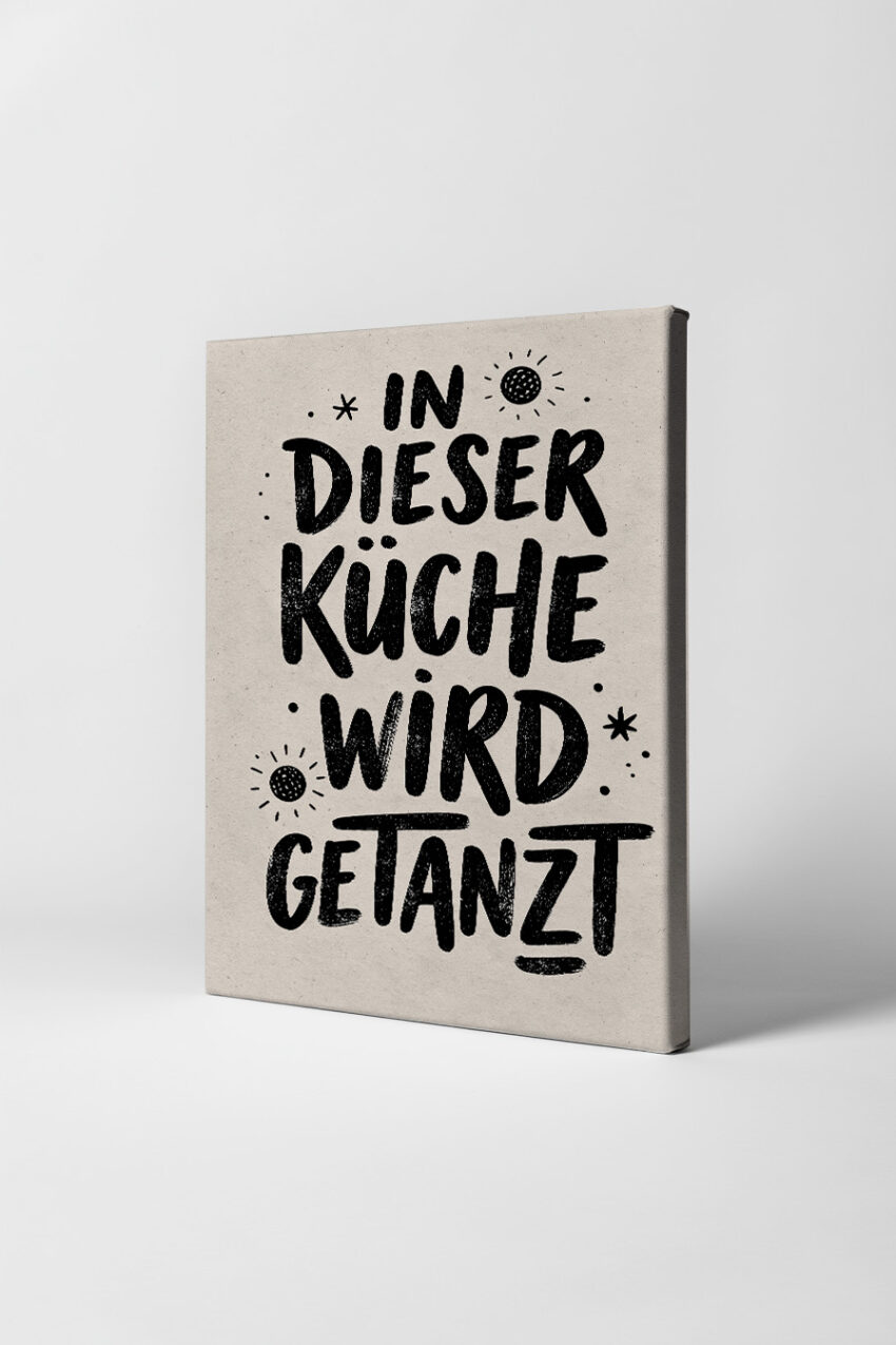 Illustration Poster Küche Schrift schwarz weiß minimalistisch